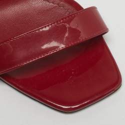 Pre Owned Dolce & Gabbana Red Patent Leather Keira Ankle Strap Sandals Size 39