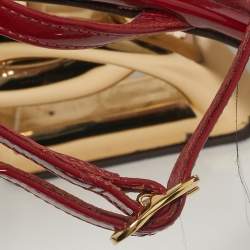 Pre Owned Dolce & Gabbana Red Patent Leather Keira Ankle Strap Sandals Size 39