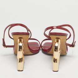 Pre Owned Dolce & Gabbana Red Patent Leather Keira Ankle Strap Sandals Size 39