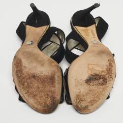 Pre Owned Dolce & Gabbana Black Suede Ankle Strap Sandals Size 40
