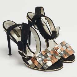 Pre Owned Dolce & Gabbana Black Suede Ankle Strap Sandals Size 40