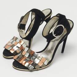 Pre Owned Dolce & Gabbana Black Suede Ankle Strap Sandals Size 40