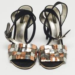 Pre Owned Dolce & Gabbana Black Suede Ankle Strap Sandals Size 40