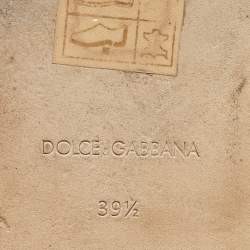 Pre Owned Dolce & Gabbana Black Leather  DG Cut Out Flat Slide Size 39.5