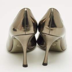 Pre Owned Dolce & Gabbana Metallic Leather Peep Toe Pumps Size 36.5