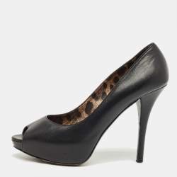 Pre Owned Dolce & Gabbana Black Leather Platform Pumps Size 39