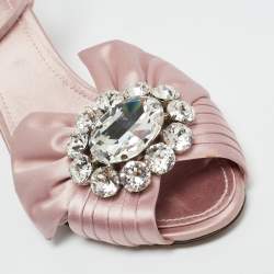 Pre Owned Dolce & Gabbana Pink Satin Keira Ankle Strap Sandals Size 39