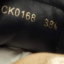 Pre Owned Dolce & Gabbana Black/Gold Portofino Leather Logo Lace Up Sneakers Size 38.5