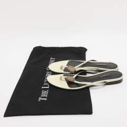 Pre Owned Dolce & Gabbana Cream Patent Leather Thong Sandals Size 37