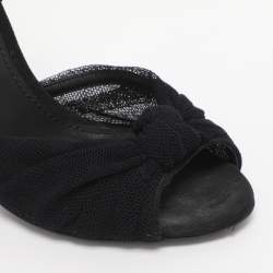 Pre Owned Dolce & Gabbana Black Knotted Mesh and Fabric Ankle Strap Sandals Size 37