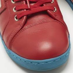 Pre Owned Dolce & Gabbana Red Leather Lace Up Sneakers Size 34