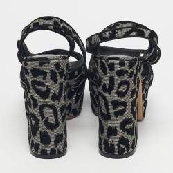 Pre Owned Dolce & Gabbana Silver Lurex Fabric Ankle Strap Sandals Size 38