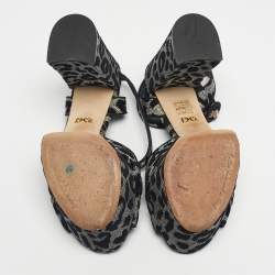 Pre Owned Dolce & Gabbana Silver Lurex Fabric Ankle Strap Sandals Size 38