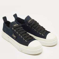 Pre Owned Dolce & Gabbana Navy Blue Canvas Low Top Sneakers Size 40