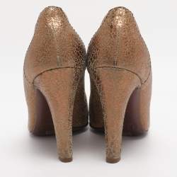 Pre Owned Dolce & Gabbana Metallic Crackled Leather Buckle Pumps Size 39