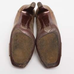 Pre Owned Dolce & Gabbana Metallic Crackled Leather Buckle Pumps Size 39