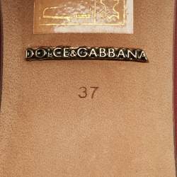 Pre Owned Dolce & Gabbana Burgundy Flower Print Patent Leather Mary Jane Pumps Size 37