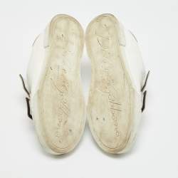 Pre Owned Dolce & Gabbana White/Pink Leather Velcro Low Top Sneakers Size 39.5