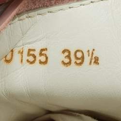 Pre Owned Dolce & Gabbana White/Pink Leather Velcro Low Top Sneakers Size 39.5