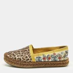 Pre Owned Dolce & Gabbana Multicolor Printed Canvas Espadrille Flats Size 39