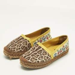 Pre Owned Dolce & Gabbana Multicolor Printed Canvas Espadrille Flats Size 39