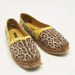 Pre Owned Dolce & Gabbana Multicolor Printed Canvas Espadrille Flats Size 39