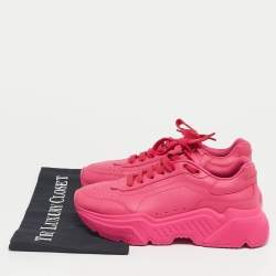 Pre Owned Dolce & Gabbana Pink Leather daymaster Lace Up Sneakers Size 37