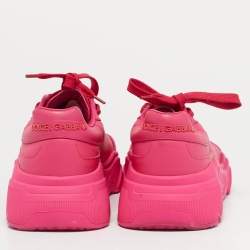 Pre Owned Dolce & Gabbana Pink Leather daymaster Lace Up Sneakers Size 37