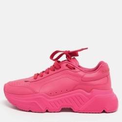 Pre Owned Dolce & Gabbana Pink Leather daymaster Lace Up Sneakers Size 37