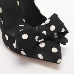 Pre Owned Dolce & Gabbana Black Polka Dot Satin Bow Pumps Size 39