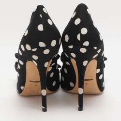 Pre Owned Dolce & Gabbana Black Polka Dot Satin Bow Pumps Size 39
