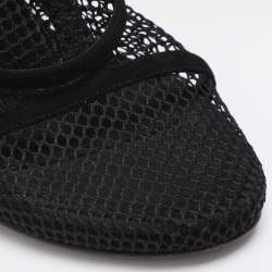 Pre Owned Dolce & Gabbana Black Lace and Mesh Mid Calf Boots Size 38.5