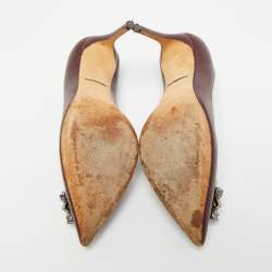 Pre Owned Dolce & Gabbana Burgundy Lizard Embossed Leather Bellucci Pumps Size 36