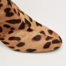 Pre Owned Dolce & Gabbana Brown Leopard Print Calf Hair Knee Length Boots Size 37