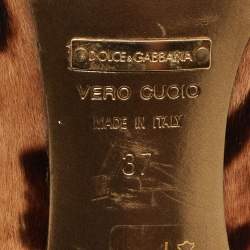 Pre Owned Dolce & Gabbana Brown Leopard Print Calf Hair Knee Length Boots Size 37