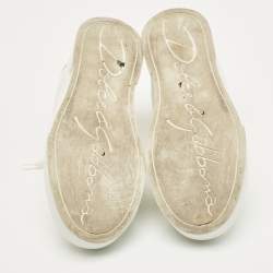 Pre Owned Dolce & Gabbana White/Gold Leather Portofino Low Top Sneakers Size 39