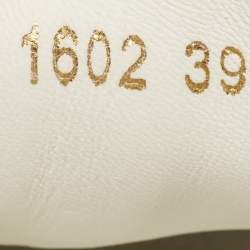 Pre Owned Dolce & Gabbana White/Gold Leather Portofino Low Top Sneakers Size 39