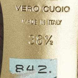 Pre Owned Dolce & Gabbana Brown/Black Python and Leather Double Bow Peep Toe Pumps Size 38.5