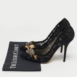 مملوكة مسبقًا Dolce & Gabbana Black Lace Crystal Embellished Pumps Size 39