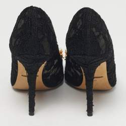مملوكة مسبقًا Dolce & Gabbana Black Lace Crystal Embellished Pumps Size 39