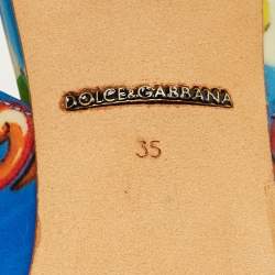 Pre Owned Dolce & Gabbana Multicolor Floral Print Patent Slingback Pointed Toe Pumps Size 35