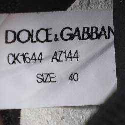 Pre Owned Dolce & Gabbana Sorrento Size 40 Black Crystals and Knit Fabric Slip On Sneakers