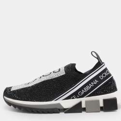 مملوكة مسبقًا Dolce & Gabbana Sorrento Size 40 Black Crystals and Knit Fabric Slip On Sneakers