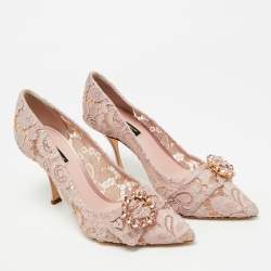 مملوكة مسبقًا Dolce & Gabbana Lilac Size 39 Pink Lace and Satin Pumps