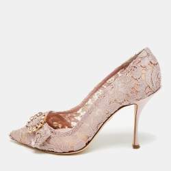 مملوكة مسبقًا Dolce & Gabbana Lilac Size 39 Pink Lace and Satin Pumps