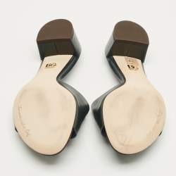 ممل�وكة مسبقًا Dolce & Gabbana DG Logo Cut-Out Size 38 Green Leather Slide Sandals