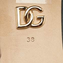 مملوكة مسبقًا Dolce & Gabbana DG Logo Cut-Out Size 38 Green Leather Slide Sandals