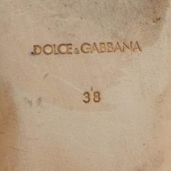 مملوكة مسبقًا Dolce & Gabbana Size 38 Brown Leopard Print Calf Hair Studded Ankle Strap Flats