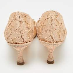 مملوكة مسبقًا Dolce & Gabbana DG Amore Size 38 Beige Lace Pointed Toe Pumps