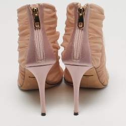 مملوكة مسبقًا Dolce & Gabbana Size 39.5 Pink Net and Satin Ankle Length Boots